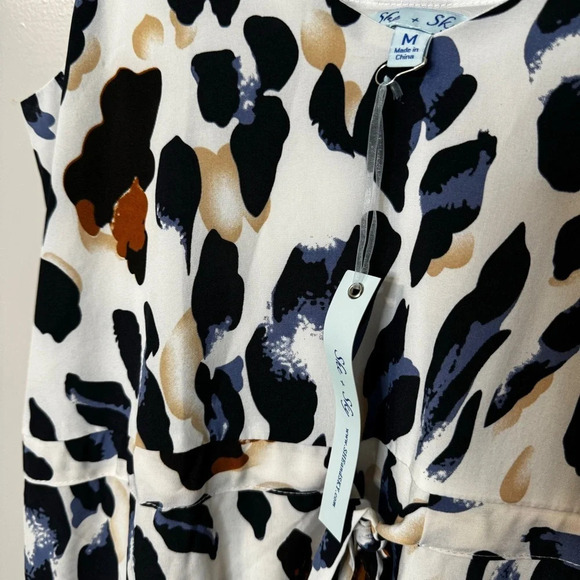 NWT She‎ + Sky Tiered Ruffle Animal Print Spaghetti Strap Sundress Slip Dress M - Picture 5 of 11